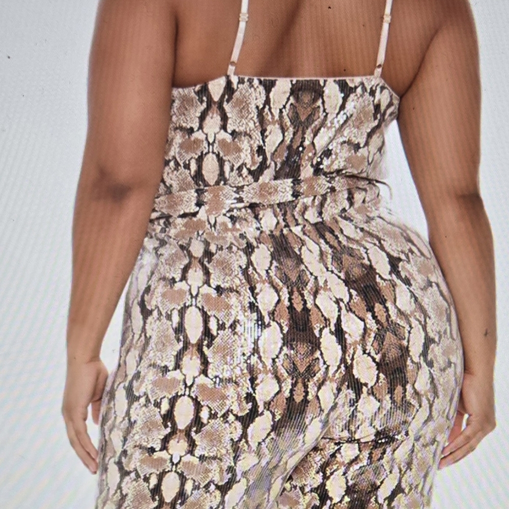 NWOT Never Worn Animal Print Sequin Jumpsuit